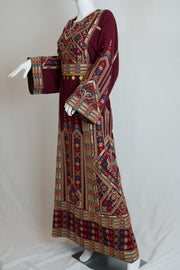 Gold Coins Burgundy Red Henna Dress