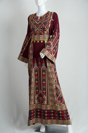 Gold Coins Burgundy Red Henna Dress