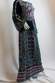 Pink Palestinian Tatreez Navy Blue Dress