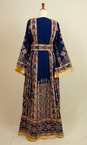 Royal Blue Thobe Dress with Tatreez and Matching Hijab