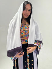 Palestinian Velvet and Silk Tatreez Dress + Hijab Set