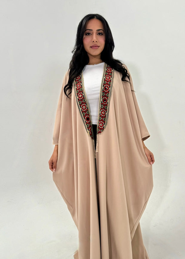 Biege Palestinian Tatreez Besht Kaftan