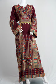 Gold Coins Burgundy Red Henna Dress