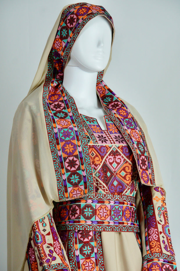 3-Piece Palestinian Henna Dress with Hijab