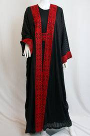 Traditional Red Tatreez Abaya, Dress and Belt