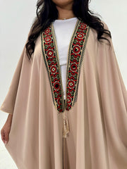 Biege Palestinian Tatreez Besht Kaftan