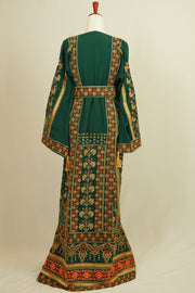 Green Palestinian Tatreez Embroidered Dress