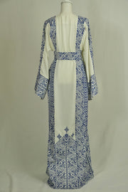 Blue and White Palestinian Tatreez Henna Dress