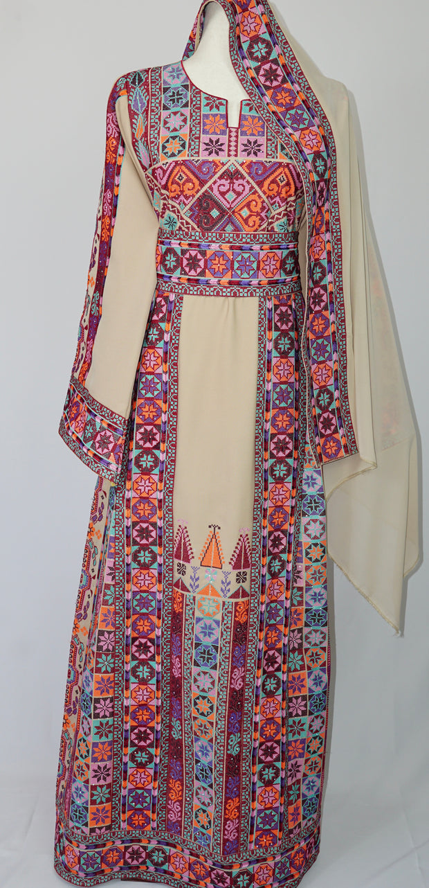 3-Piece Palestinian Henna Dress with Hijab