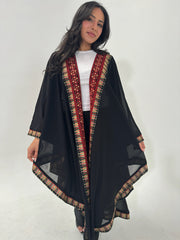 Black and Red Palestinian Tatreez Besht Kaftan