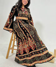 Velvet Palestinian Thobe with Heavy Tatreez Embroidery