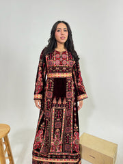 Velvet Palestinian Thobe with Heavy Tatreez Embroidery