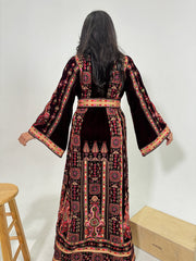 Velvet Palestinian Thobe with Heavy Tatreez Embroidery